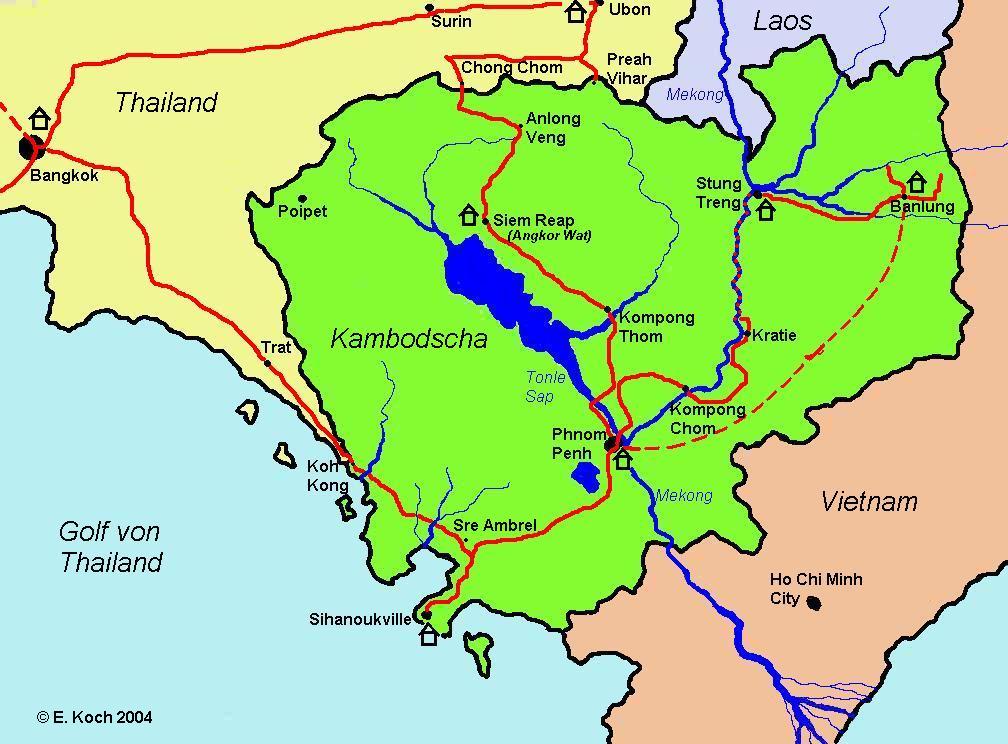 Reiseroute Kambodscha 2003